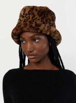 APPARISAmara Brady Faux Fur Bucket Hat - Leopard