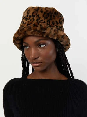 APPARISAmara Brady Faux Fur Bucket Hat - Leopard