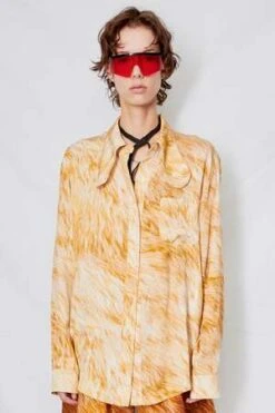 Collina StradaBlonde Fur Rose Sylk Bunny Button Up - Prints