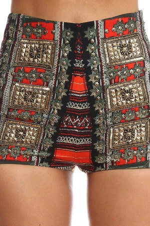 CAMILLACamilla High Waisted Tailored Shorts - Dance Of The Dead - Image 4