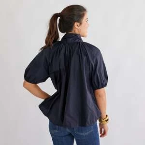 Caryn LawnRyan Bow Top - Navy - Image 3