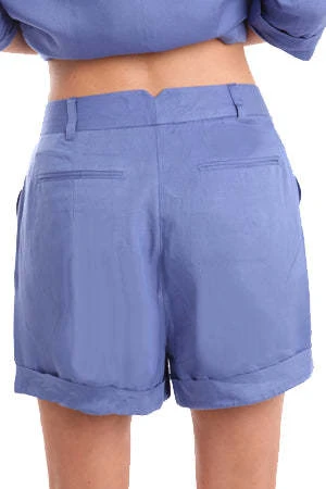 Charlotte RonsonHigh Waisted Shorts - Cerulean - Image 2