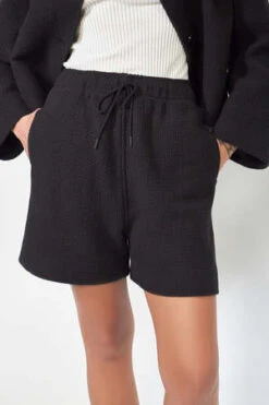 Missing You AlreadyCotton Knitted Half Pants - Black