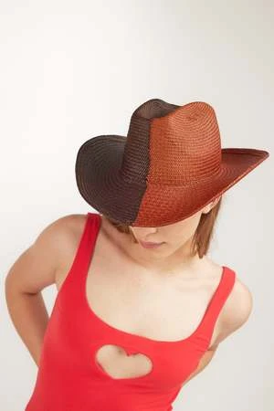 ClydeCowboy Hat In Two Tone Lava Rock Toquilla Straw - Image 3