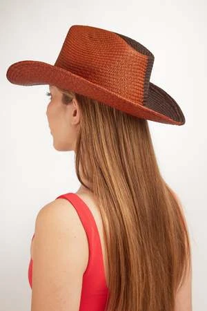 ClydeCowboy Hat In Two Tone Lava Rock Toquilla Straw - Image 2
