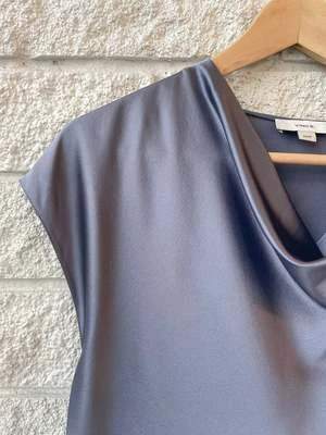 VINCECowl Neck Silk Blouse - IRIS SMOKE - Image 4