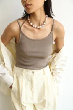 Donni.The Rib Spaghetti Tank - Mushroom