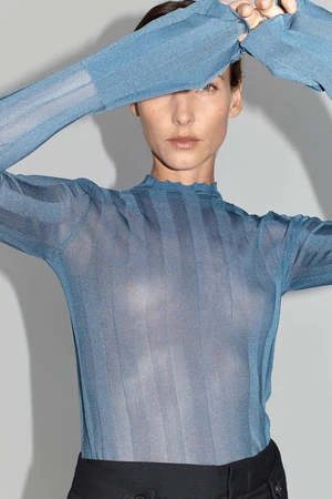 St. AgniFine Pleat Long Sleeve Top - Steel - Image 3