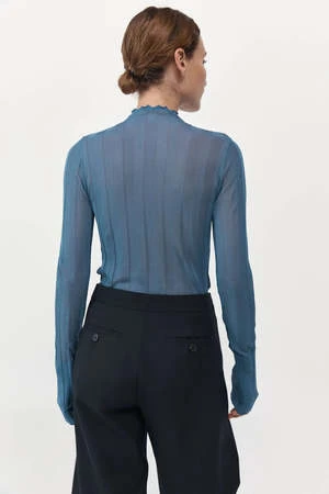St. AgniFine Pleat Long Sleeve Top - Steel - Image 4
