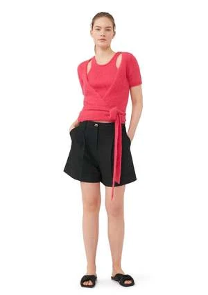 GanniDrapey Melange Shorts - Black