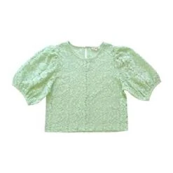 Ali GoldenLACE PUFF SLEEVE TOP - SEA FOAM GREEN