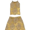 3 WomenRose Silk Halter Top + Shorts Set - Gold