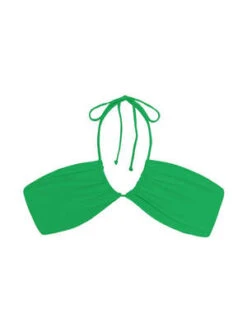 MikohMalua Adjustable Gathered Halter Bikini Top - Green