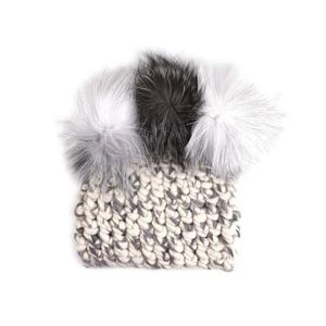 Mischa LampertXL Pomsmix Blend Crown Beanies - Arctic Grey/white/ - Image 2
