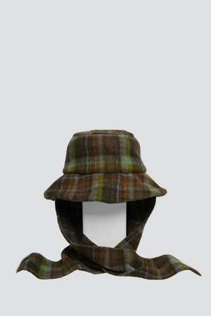 ClydePlaid Scarved Bucket Hat - Moss - Image 2