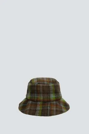 ClydePlaid Scarved Bucket Hat - Moss - Image 3