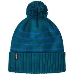 PatagoniaPowder Town Beanie - Perennial Park Stripe Knit - Steller Blue