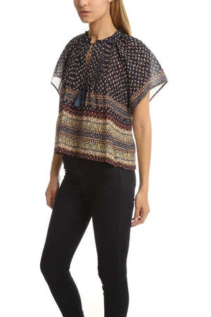 Sea New YorkPintucked Silk Printed Top - Multi - Image 2