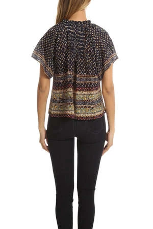 Sea New YorkPintucked Silk Printed Top - Multi - Image 3