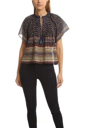 Sea New YorkPintucked Silk Printed Top - Multi
