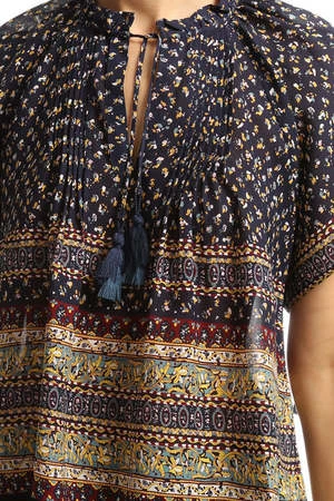 Sea New YorkPintucked Silk Printed Top - Multi - Image 4