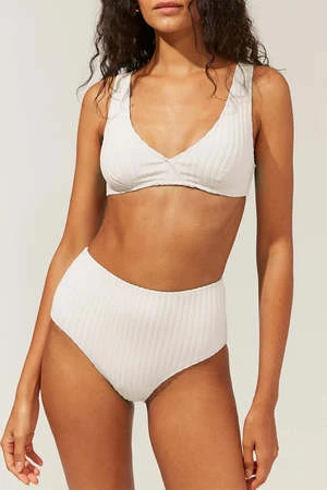 Solid And StripedThe Beverly Solid Rib Bikini Top - Cream - Image 2