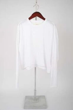 The Great.The Long Sleeve Crop Tee - True White