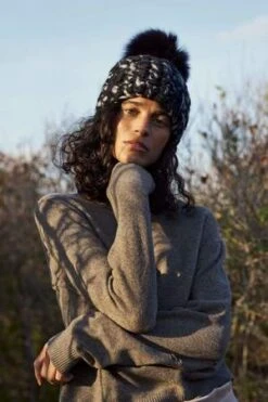 Mischa Lampertstore XL Pom Mix Blend Pomster Beanie - Black/Grey