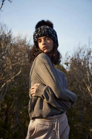 Mischa Lampertstore XL Pom Mix Blend Pomster Beanie - Black/Grey - Image 3