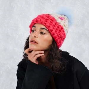 Mischa Lampertcarnival Candy Baby Blue Xl Pom Beanie - Pink