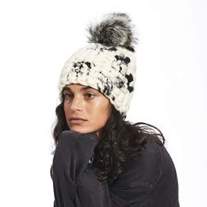 Mischa Lampertbeanie Pomster Xl Pom Beanie - Dark Floral/silver Fox