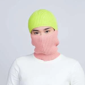 Verloopribbed Colourblock Balaclava - Lime/coral