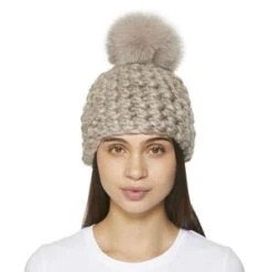 Mischa LampertXL Pom Taupe Pomster Beanie